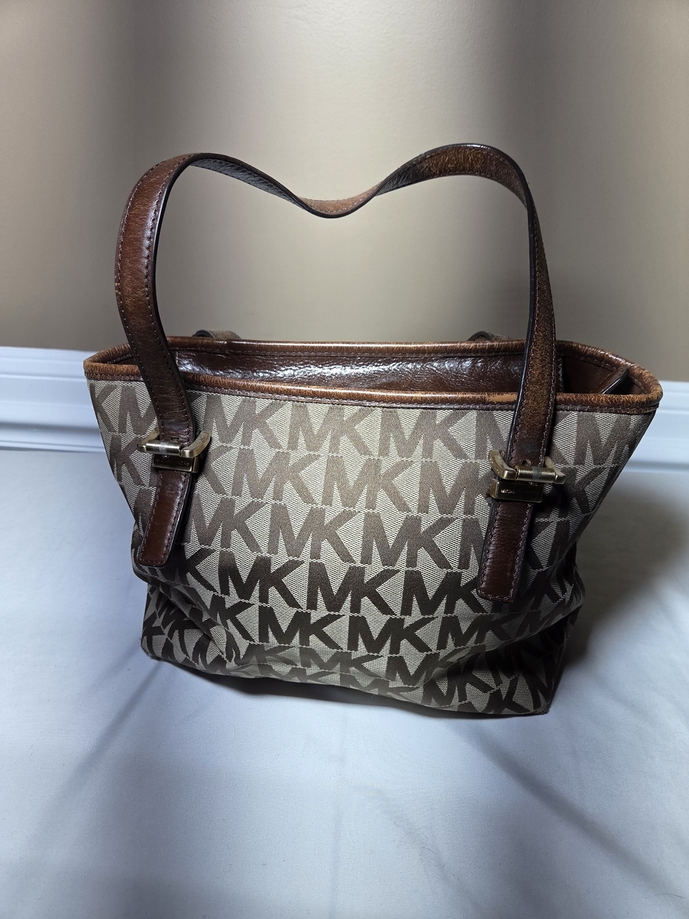 Michael Kors Men’s Brown Logo Leather-Trim Bag